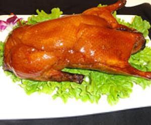 Roast duck with plum sauce